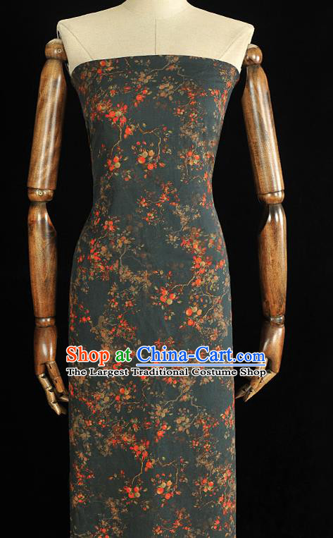 Chinese Navy Gambiered Guangdong Gauze Traditional Ormosia Pattern DIY Dress Fabric Cheongsam Silk Cloth
