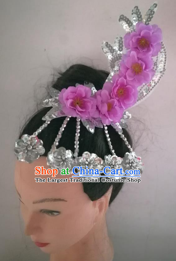 China Folk Dance Headpiece Traditional Woman Yangko Dance Hair Stick Classical Dance Rosy Plum Hair Accessories