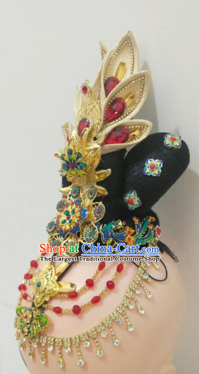 Chinese Woman Group Dance Hair Accessories Traditional Dunhuang Flying Dance Hairpieces Classical Dance Wigs