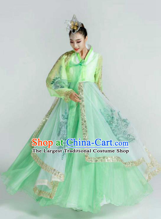 Korean Traditional Garment Costumes Korea Folk Dance Green Dress Bride Palace Hanbok Clothing