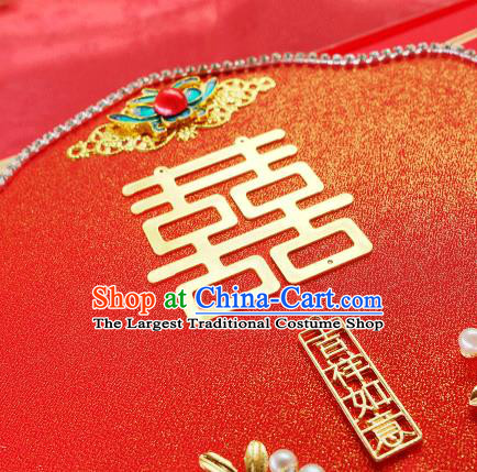 China Handmade Red Silk Fan Traditional Wedding Fan Bride Palace Fan Classical Dance Fan