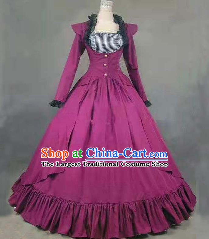 Top Western Court Garment Costume Opera Performance Full Dress European Retro Clothing Gothic Princess Purple Dress