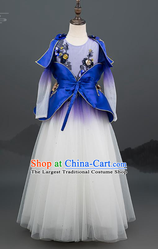 Custom Stage Show White Veil Dress Girl Catwalks Full Dress Children Day Performance Fashion Garment Baby Princess Clothing