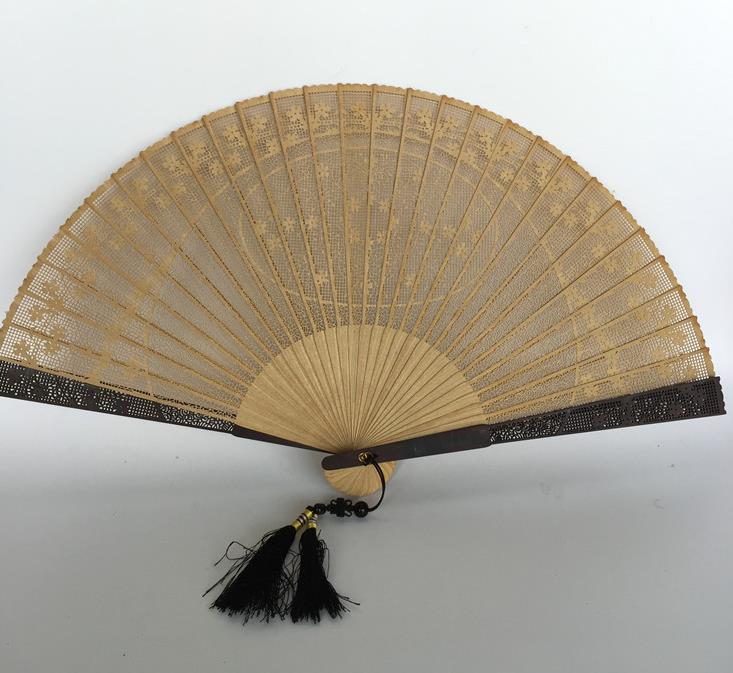 Handmade Chinese Ancient Swordsman Fan Carving Accordion Craft Fans Sandalwood Folding Fan
