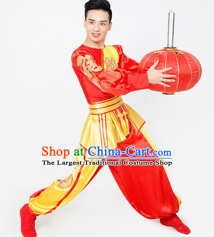 China Folk Dance Outfits Drum Dance Uniforms Male Yangko Dance Clothing New Year Fan Dance Garment Costumes