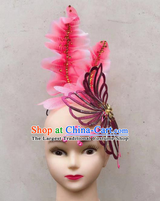 China Folk Dance Hair Accessories Opening Dance Butterfly Headdress Yangko Dance Performance Hair Crown
