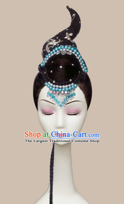 Chinese Woman Classical Dance Wigs Chignon Stage Performance Hair Accessories Solo Dance Hairpieces