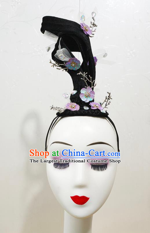 Chinese Woman Fan Dance Hair Accessories Goddess Dance Hairpieces Classical Dance Performance Wigs Chignon