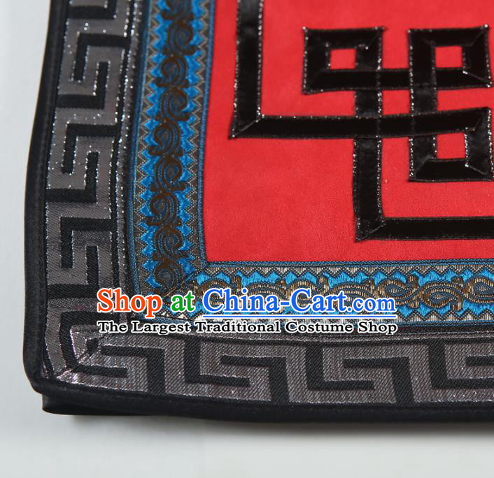 Chinese Mongol Nationality Red Suede Fabric Robe Mongolian Male Garment Costume Ethnic Minority Folk Dance Clothing