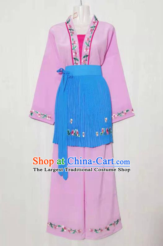 China Peking Opera Village Girl Pink Dress Uniforms Beijing Opera Actress Dress Garments Ancient Country Lady Clothing