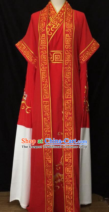 Chinese Peking Opera Xiaosheng Red Robe Uniforms Beijing Opera Scholar Clothing Ancient Childe Garment Costumes