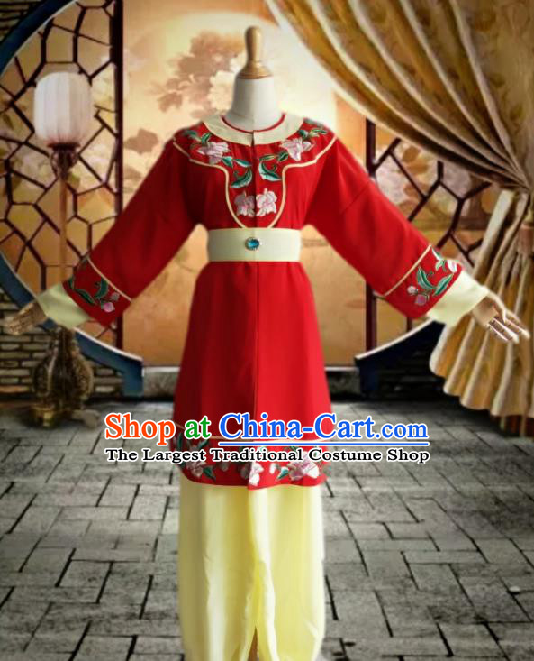 Chinese Beijing Opera Xiaosheng Clothing Ancient Servant Boy Garment Costume Peking Opera Red Uniforms