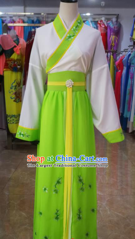 China Peking Opera Palace Maid Green Dress Beijing Opera Servant Girl Costume Shaoxing Opera Actress Uniforms Ancient Court Lady Clothing