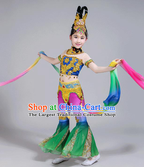 China Flying Dance Clothing Dunhuang Apsaras Dance Dress Children Classical Dance Costumes Girl Stage Performance Dancewear