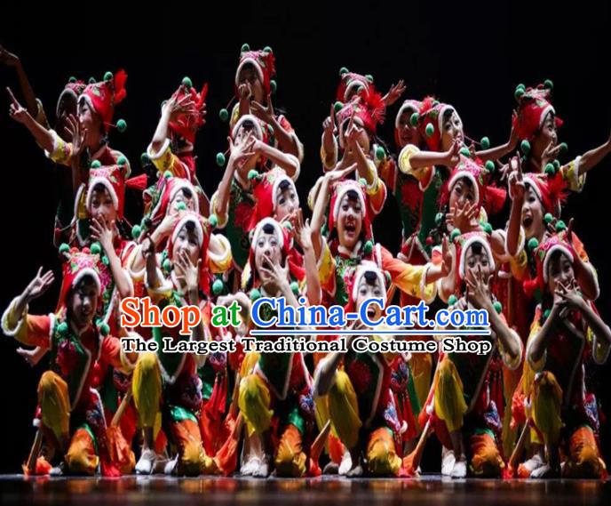 Chinese Children Yangko Dance Uniforms Folk Dance Costumes Fan Dance Dress Yangge Dance Clothing