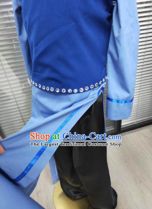 Chinese Folk Dance Blue Outfits Girl Minguo Costumes Yangko Dance Clothing Children Cross Talk Performance Uniforms