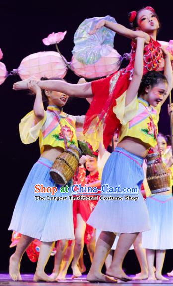 China Folk Dance Clothing Fisher Children Performance Costumes Yangko Dance Uniforms