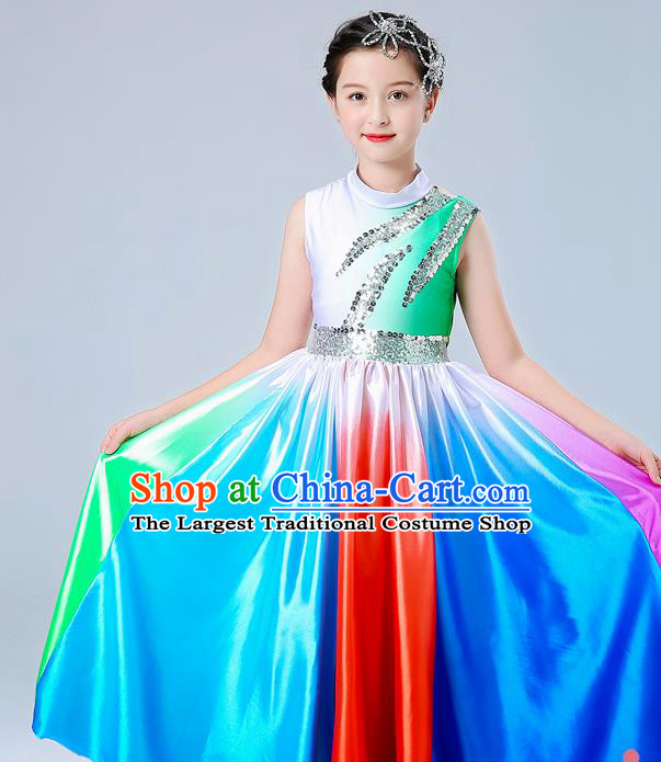 Professional Stage Performance Colorful Dress Opening Dance Costume Girl Modern Dance Clothing Chorus Group Fashion