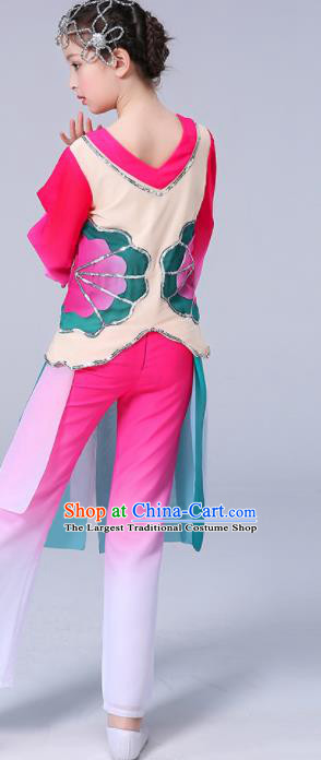China Girl Stage Performance Dancewear Umbrella Dance Clothing Lotus Dance Outfits Children Classical Dance Costumes