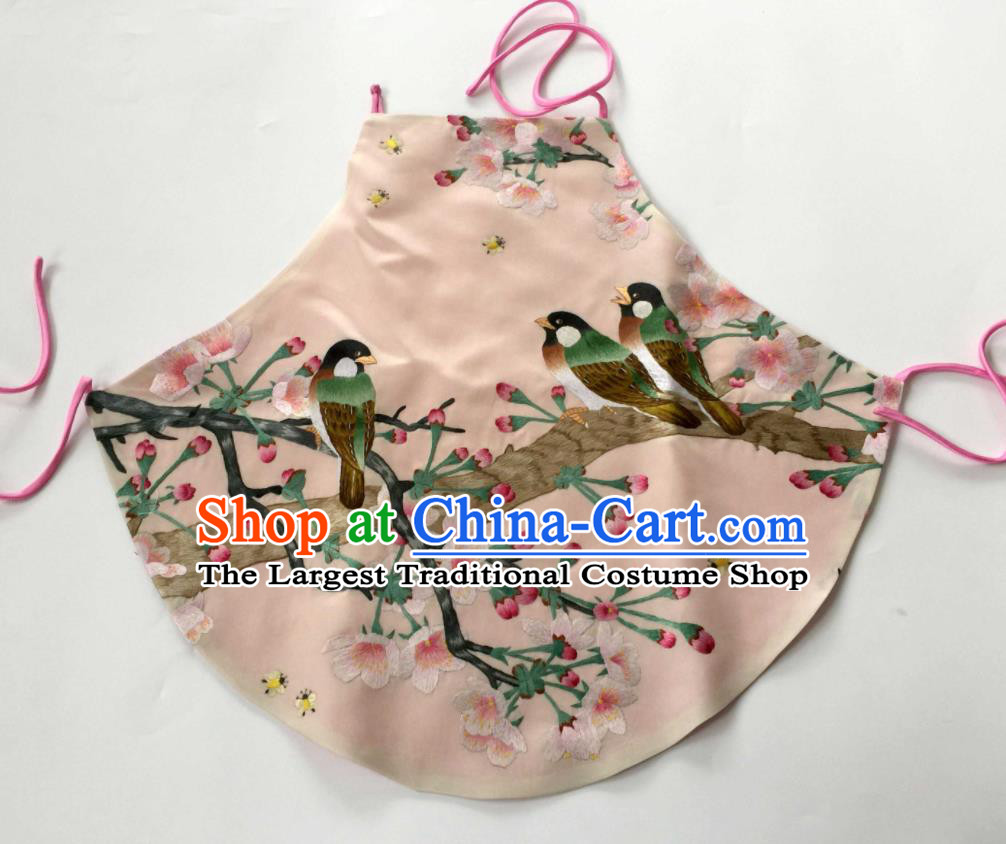 Chinese Suzhou Embroidery Begonia Bird Bellyband Traditional Orange Silk Stomachers Clothing National Woman Cheongsam Underwear