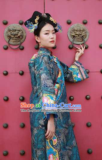 Chinese Ancient Imperial Consort Green Dress Drama Ruyi Royal Love in the Palace Garment Costume Qing Dynasty Manchu Woman Clothing