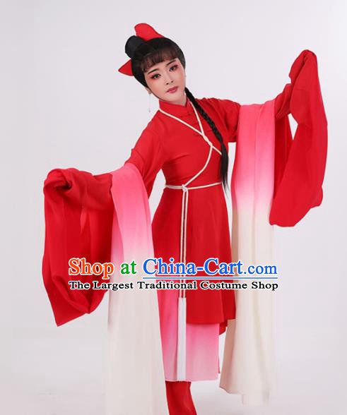 Chinese Huangmei Opera Actress Clothing Ancient Young Beauty Red Water Sleeve Dress Beijing Opera Hua Tan Garment Costumes