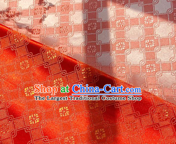 China Classical Rhombus Pattern Satin Tapestry Traditional Hanfu Silk Fabric Wedding Dress Red Brocade Tang Suit Damask