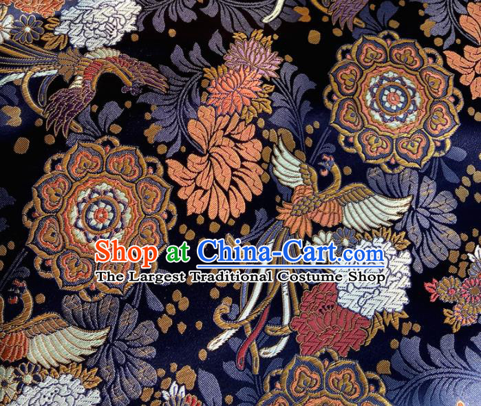 China Tang Suit Damask Classical Phoenix Pattern Satin Tapestry Traditional Hanfu Silk Fabric Tibetan Robe Black Brocade