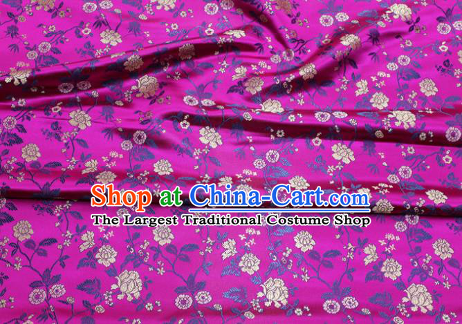 China Classical Flowers Pattern Tapestry Traditional Cheongsam Silk Fabric Jacquard Brocade Mongolian Robe Rosy Satin Damask