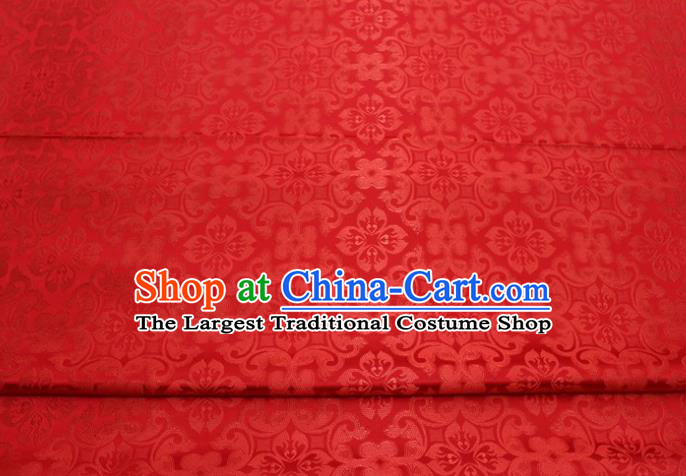 China Cheongsam Jacquard Red Brocade Classical Plum Pattern Satin Damask Tapestry Material Traditional Tang Suit Silk Fabric