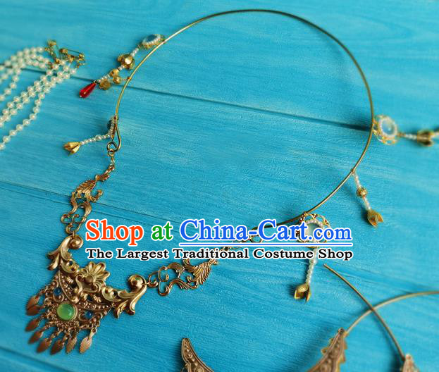 Handmade Chinese Ming Dynasty Noble Woman Golden Necklace Ancient Princess Necklet Jewelry