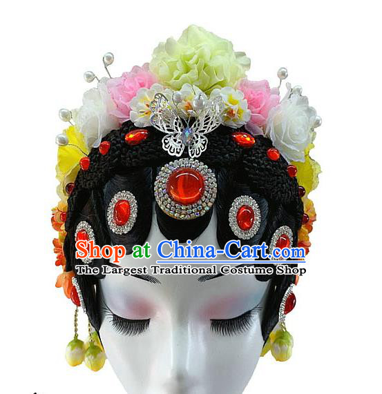 Chinese Peking Opera Hairpieces Classical Dance Hair Accessories Woman Stage Performance Wigs Headdress