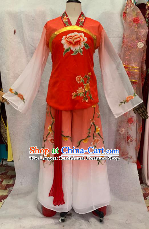 China Beijing Opera Hua Tan Clothing Ancient Country Woman Garment Costume Shaoxing Opera Actress Embroidered Red Dress Outfits