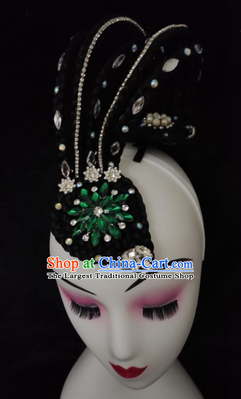 Chinese Goddess Dance Wigs Chignon Woman Beauty Dance Hair Accessories Stage Performance Hairpieces Classical Dance Headdress