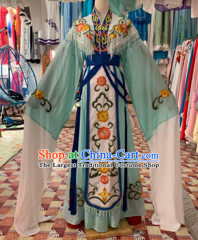 China Traditional Peking Opera Hua Tan Clothing Ancient Flower Fairy Garment Costumes Shaoxing Opera Actress Green Dress Outfits