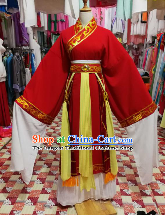 China Beijing Opera Xiaosheng Red Robe Uniforms Traditional Opera Wedding Bridegroom Clothing Shaoxing Opera Scholar Jiao Zhongqing Garments