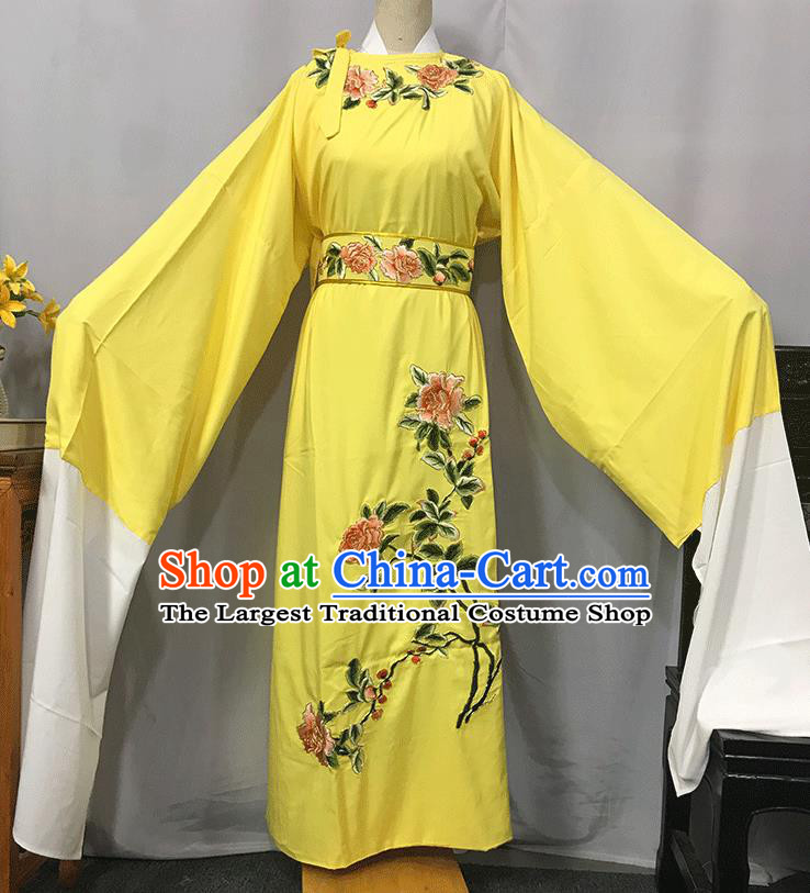China Beijing Opera Xiaosheng Embroidered Yellow Robe Traditional Yue Opera Scholar Clothing Opera Childe Garment Costume
