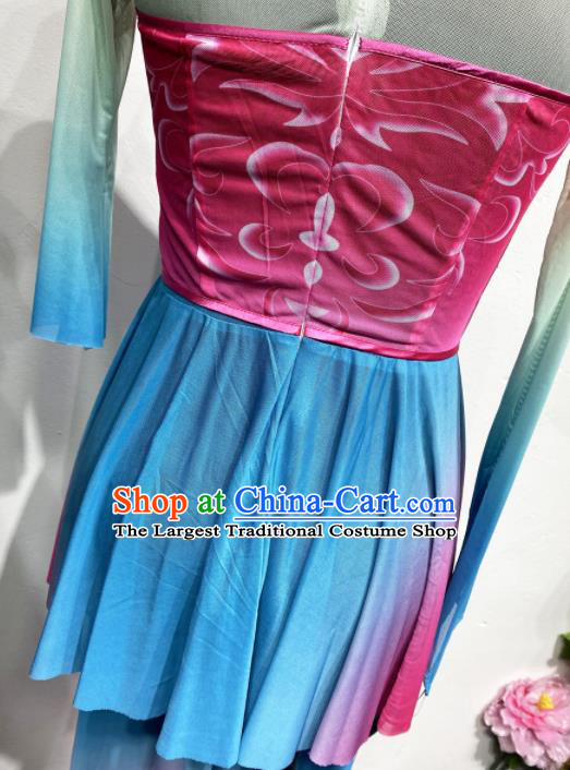 Chinese Women Group Performance Garments Folk Dance Outfits Fan Dance Costumes Yangko Dance Clothing