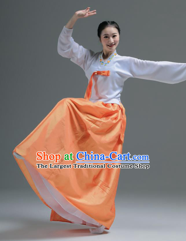 Korean Dance Fashion China Classical Dance Clothing Women Stage Performance Costumes Woman Dance Orange Dress Uniforms
