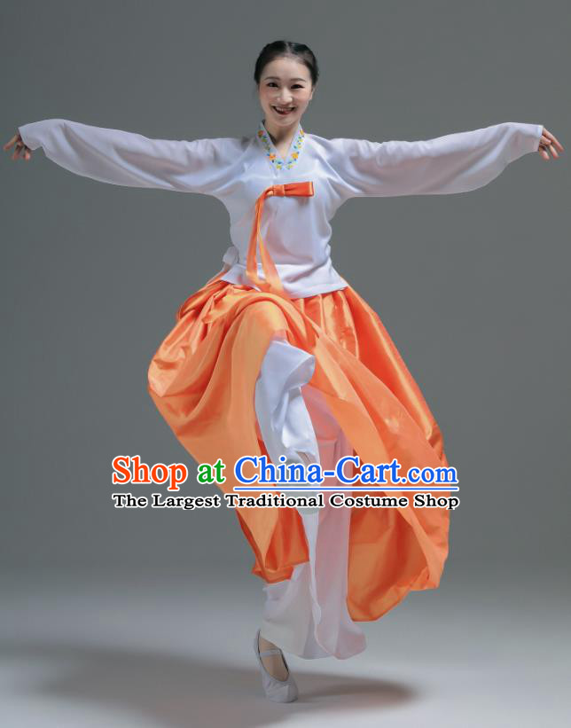 Korean Dance Fashion China Classical Dance Clothing Women Stage Performance Costumes Woman Dance Orange Dress Uniforms