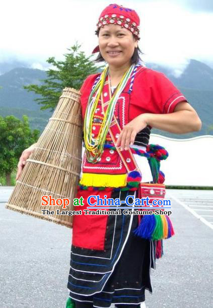 Chinese Taiwan Minority Folk Dance Dress Ethnic Country Woman Outfits Gaoshan Nationality Clothing Festival Dance Garments
