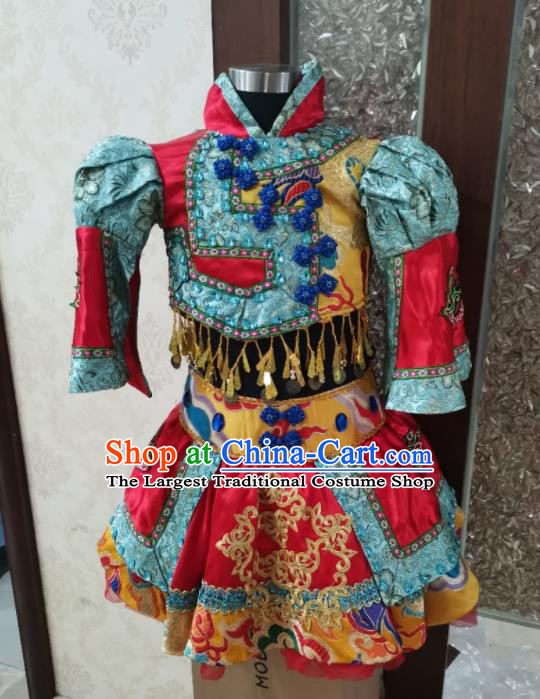 China Mongol Nationality Girl Apparels Ethnic Children Performance Costumes Mongolian Minority Kids Dance Dress Uniforms
