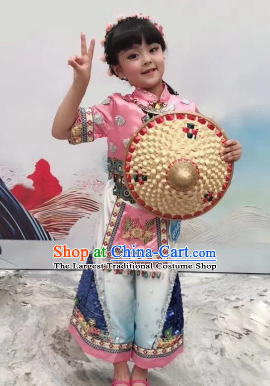 China Drum Dance Costume Girl Dance Clothing Children Stage Performance Dress Folk Dance Uniforms