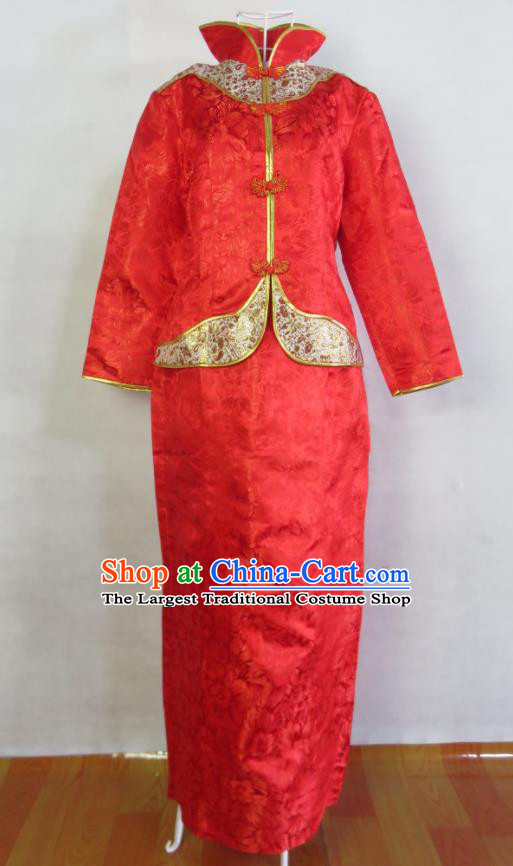 China Classical Xiuhe Suits Ancient Bride Toasting Red Dress Clothing Traditional Wedding Garment Costumes Tang Suit Cheongsam