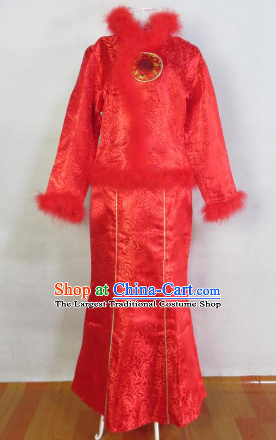 China Traditional Wedding Garments Tang Suit Cheongsam Classical Xiuhe Suits Ancient Bride Toasting Red Dress Clothing