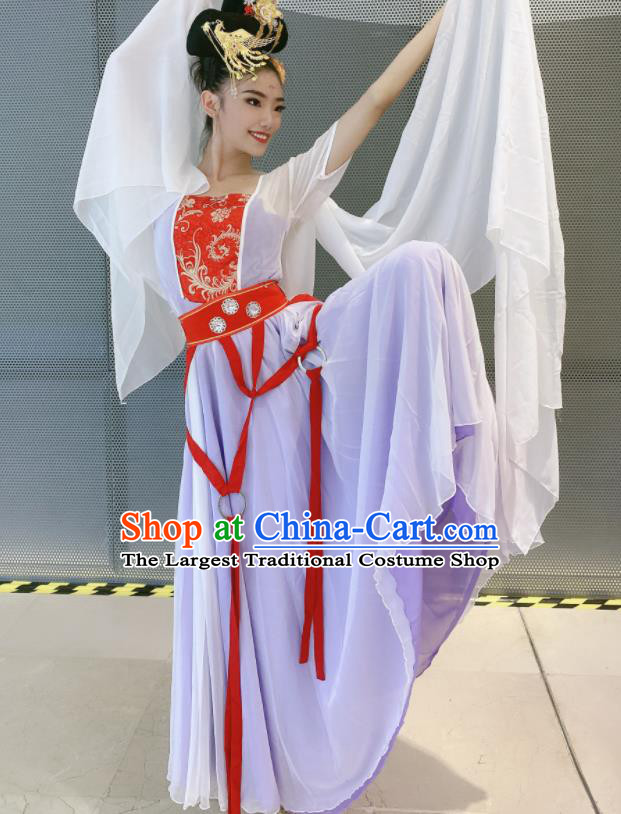 China Moon Fairy Dance Costumes Women Group Dance Clothing Classical Dance Lilac Dress Stage Performance Outfits