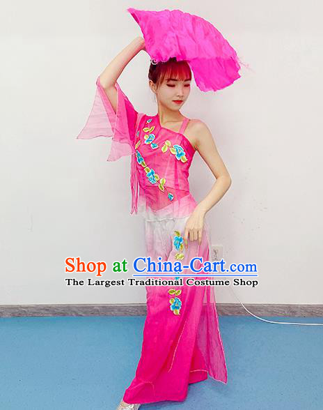 Chinese New Year Yangko Dance Costume Fan Dance Clothing Folk Dance Rosy Outfits Woman Stage Performance Garments