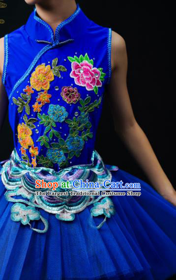 Professional Ballet Dance Garment Costume Tu Tu Dance Royalblue Veil Dress Children Modern Dance Clothing Girl Dancewear