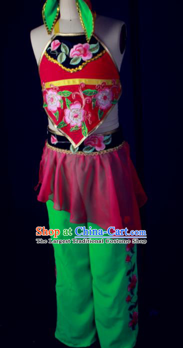 China Fan Dance Dress Children Yangko Dance Outfits Girl Performance Clothing Folk Dance Garment Costumes
