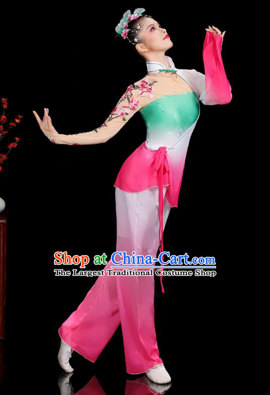 Professional China Folk Dance Pink Outfits Women Group Dance Costumes Yangko Dance Garments Fan Dance Clothing